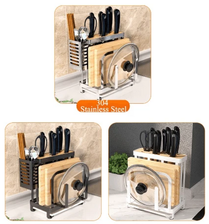 Kitchen Utensil Organizer Stainless Steel Ventilated Drying Rack Side Hooks