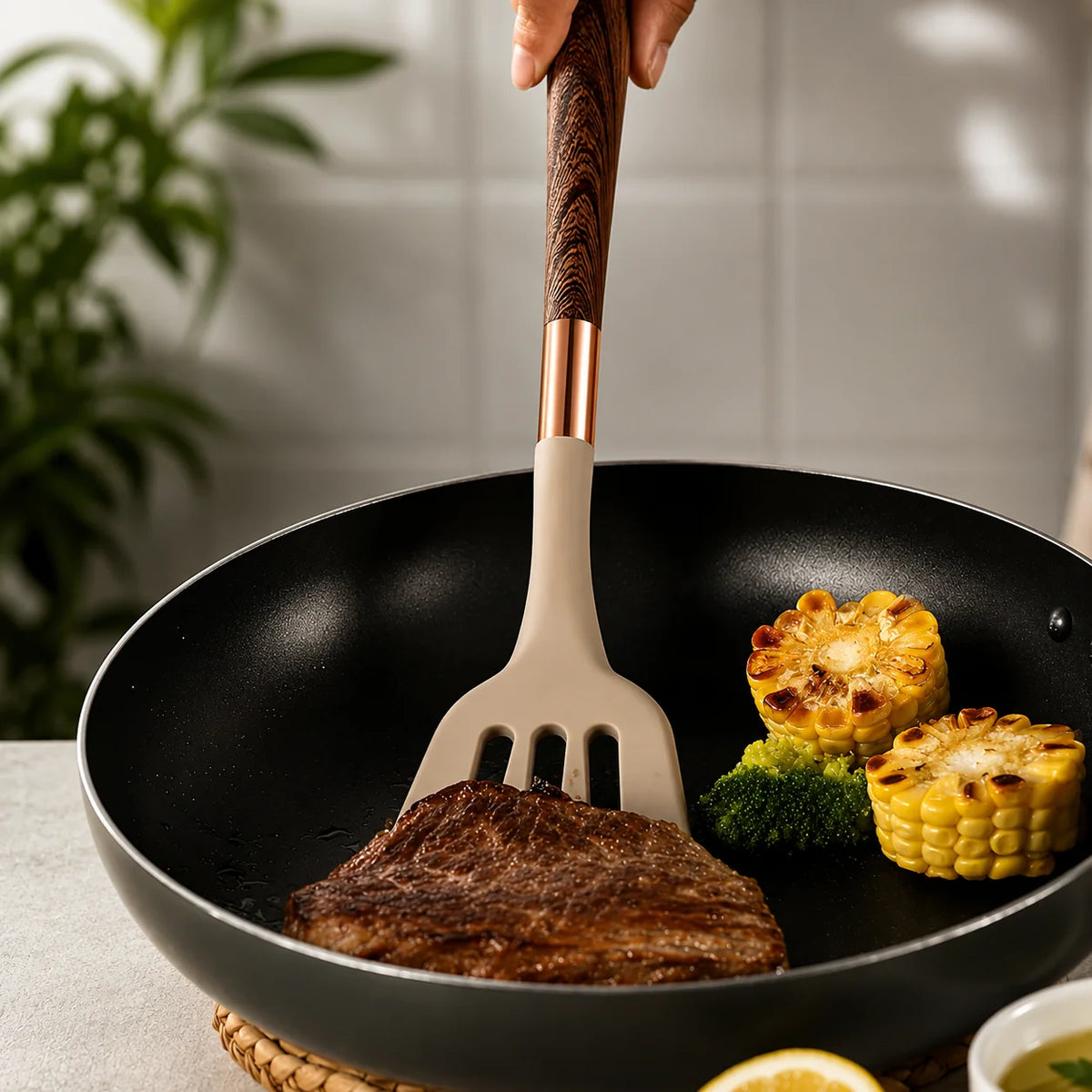 Kitchen Utensils Set Silicone Heads & Wood Handles