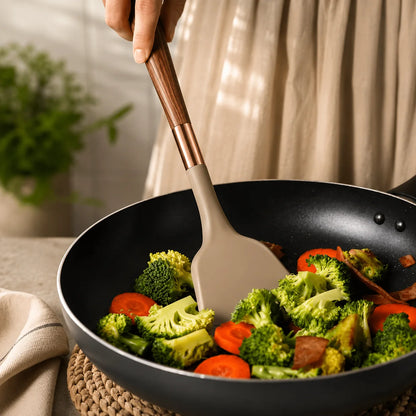 Kitchen Utensils Set Silicone Heads & Wood Handles