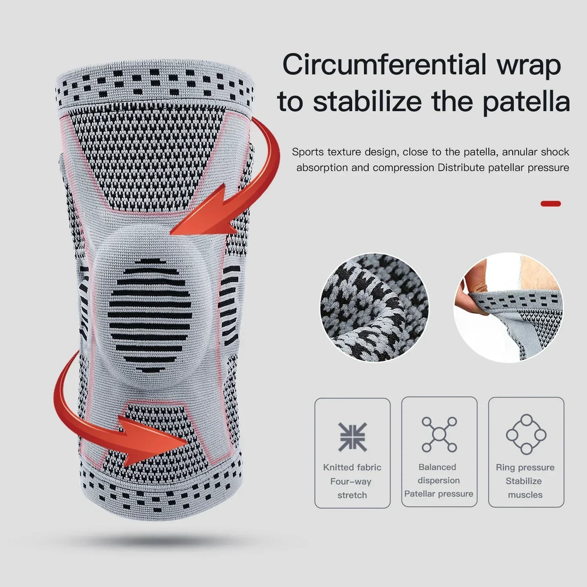 Knee Brace Silicone Stabilizer Elastic & Non-Slip