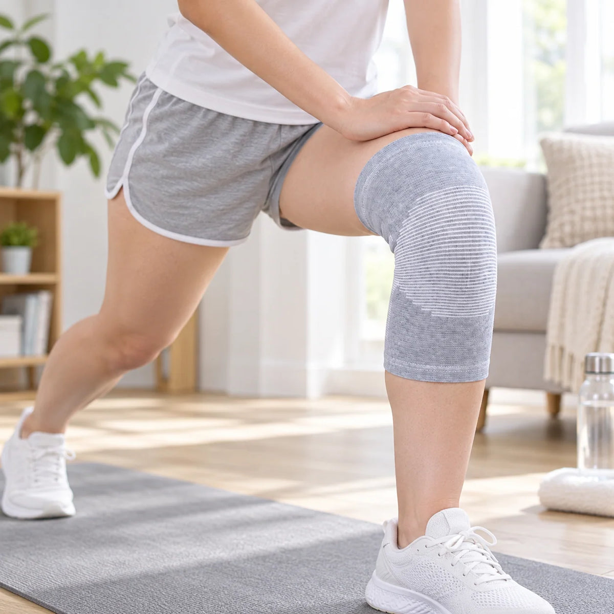 Knee Compression Sleeve Bamboo Fabric Breathable Moisture-Wicking Flexible Support