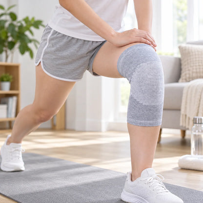 Knee Compression Sleeve Bamboo Fabric Breathable Moisture-Wicking Flexible Support