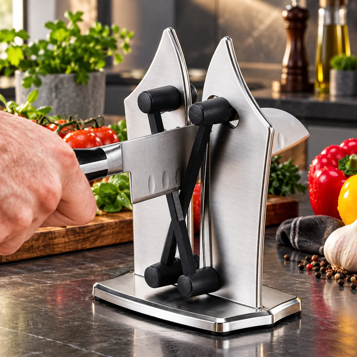 Knife Sharpener Manual Tungsten Carbide Serrated & Straight