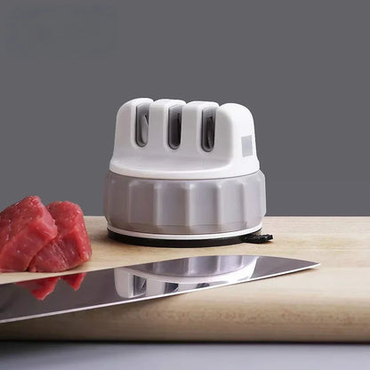 Knife Sharpener Triple-Wheel Coarse & Fine Grits Suction Base