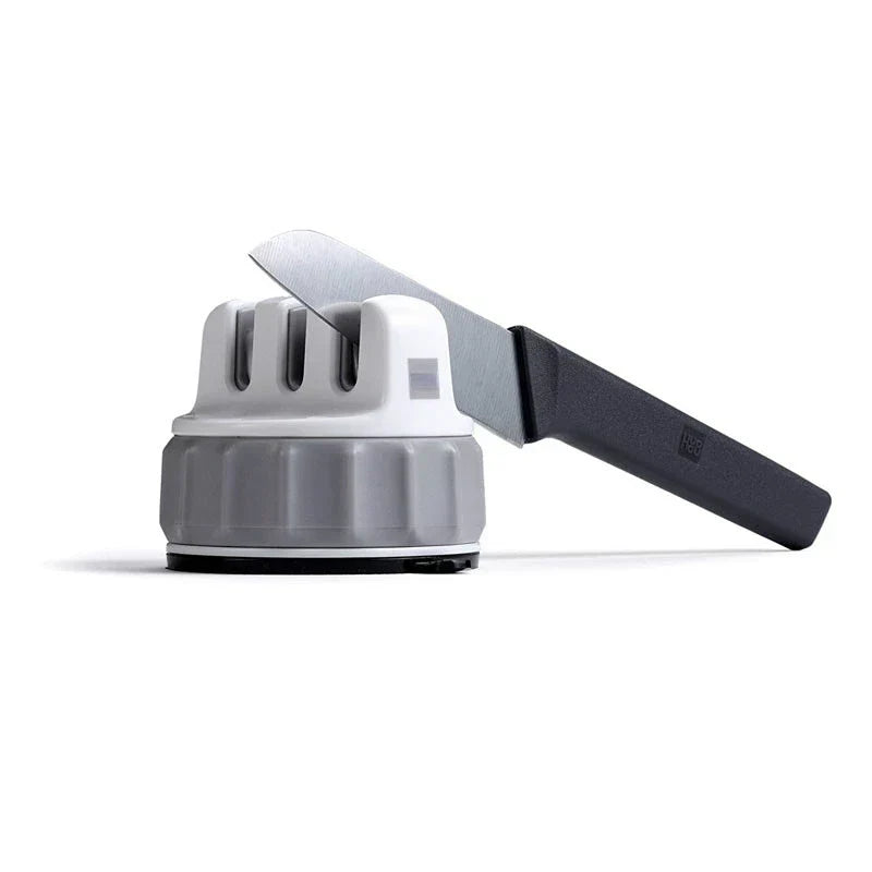 Knife Sharpener Triple-Wheel Coarse & Fine Grits Suction Base