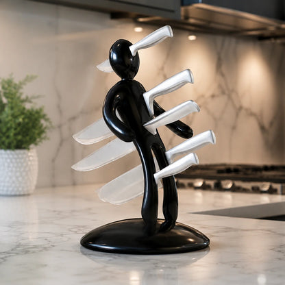 Knife Stand Human-Shaped 5-Slot ABS & Stainless Steel