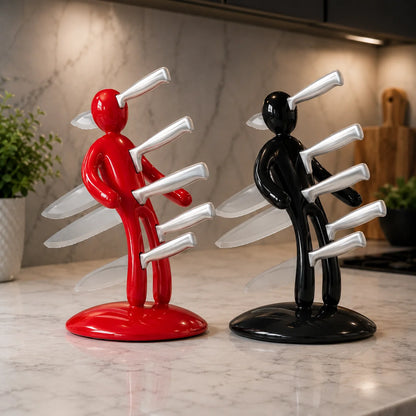 Knife Stand Human-Shaped 5-Slot ABS & Stainless Steel