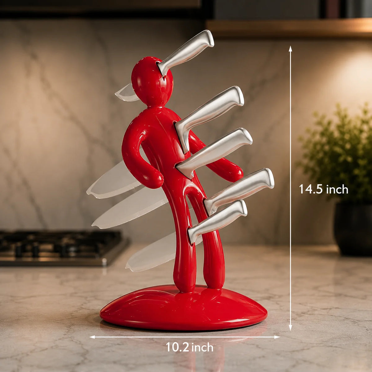 Knife Stand Human-Shaped 5-Slot ABS & Stainless Steel