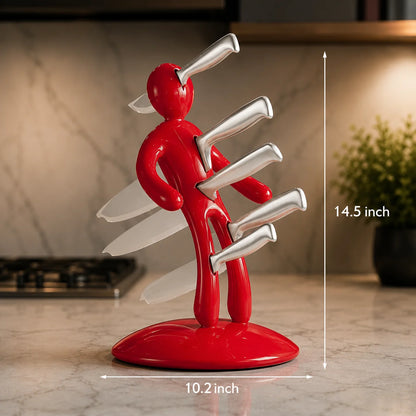 Knife Stand Human-Shaped 5-Slot ABS & Stainless Steel