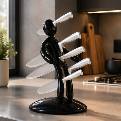 Knife Stand Human-Shaped 5-Slot ABS & Stainless Steel