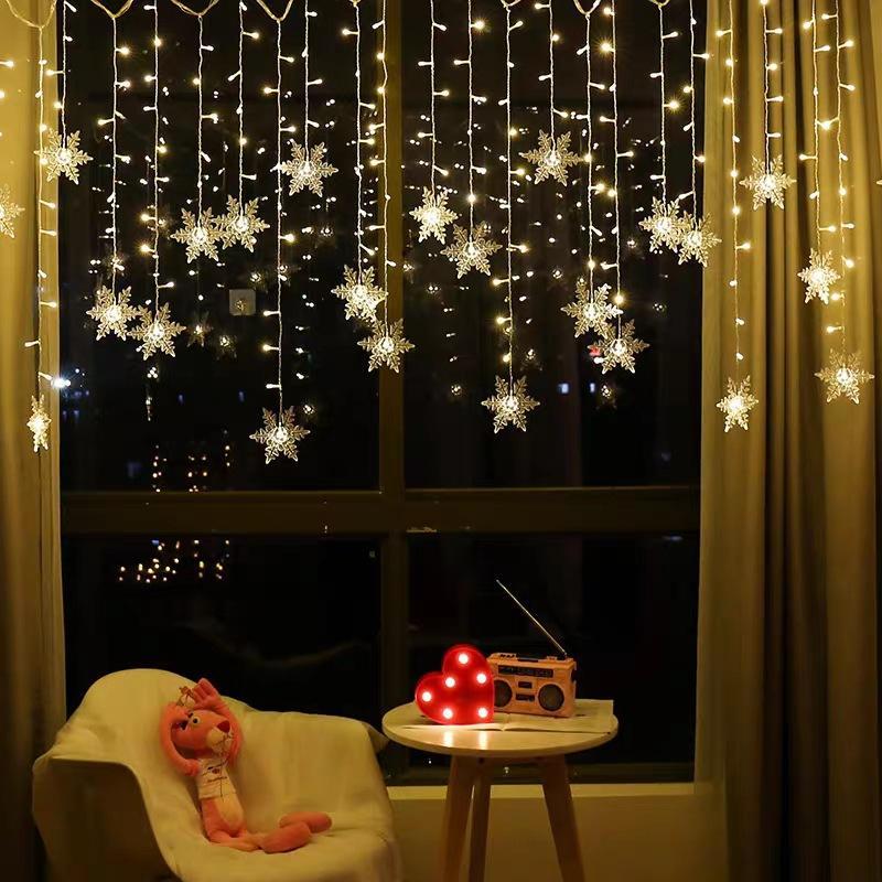 LED Curtain Lights Snowflake Multi Color Waterproof
