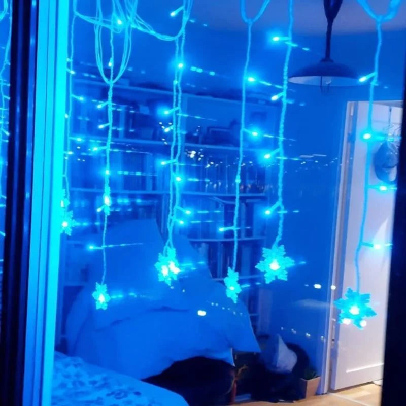 LED Curtain Lights Snowflake Multi Color Waterproof