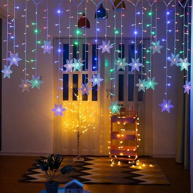 LED Curtain Lights Snowflake Multi Color Waterproof
