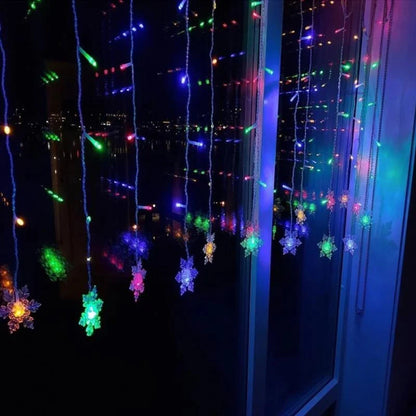 LED Curtain Lights Snowflake Multi Color Waterproof