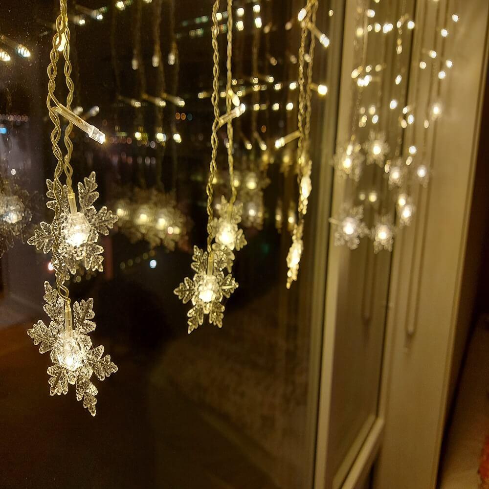 LED Curtain Lights Snowflake Multi Color Waterproof