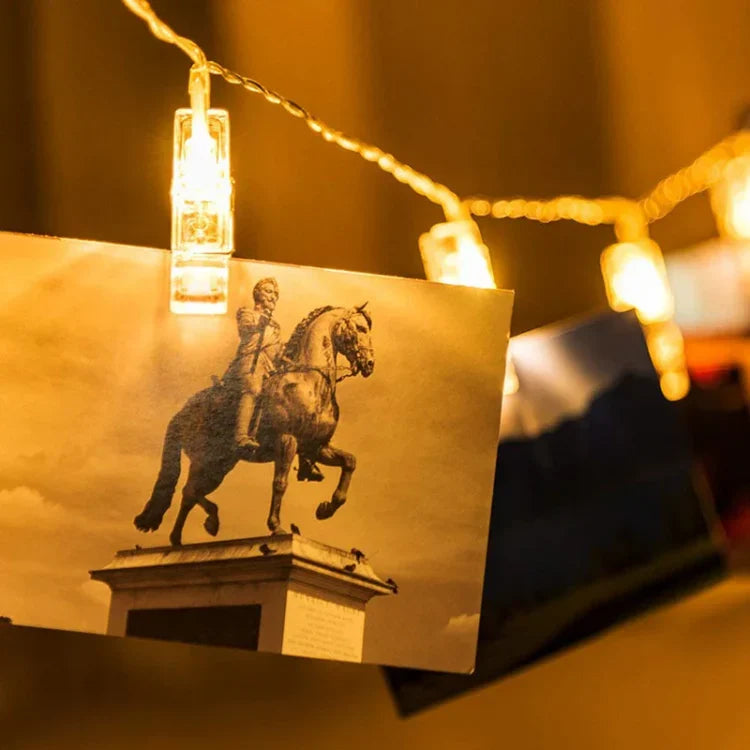 LED String Lights Photo Clips Battery-Powered & Waterproof