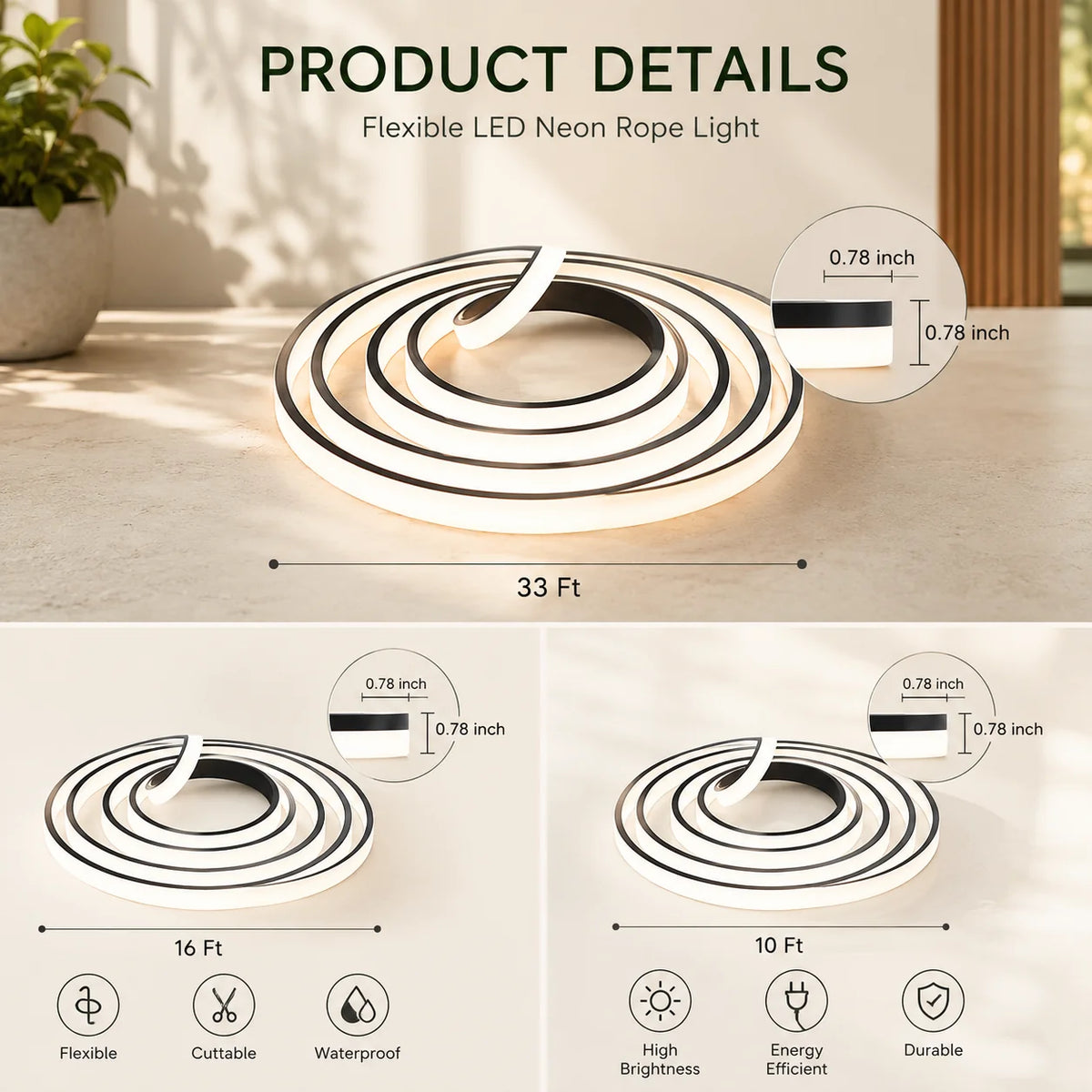 LED Strip Light Flexible Waterproof Silicone Indoor & Outdoor