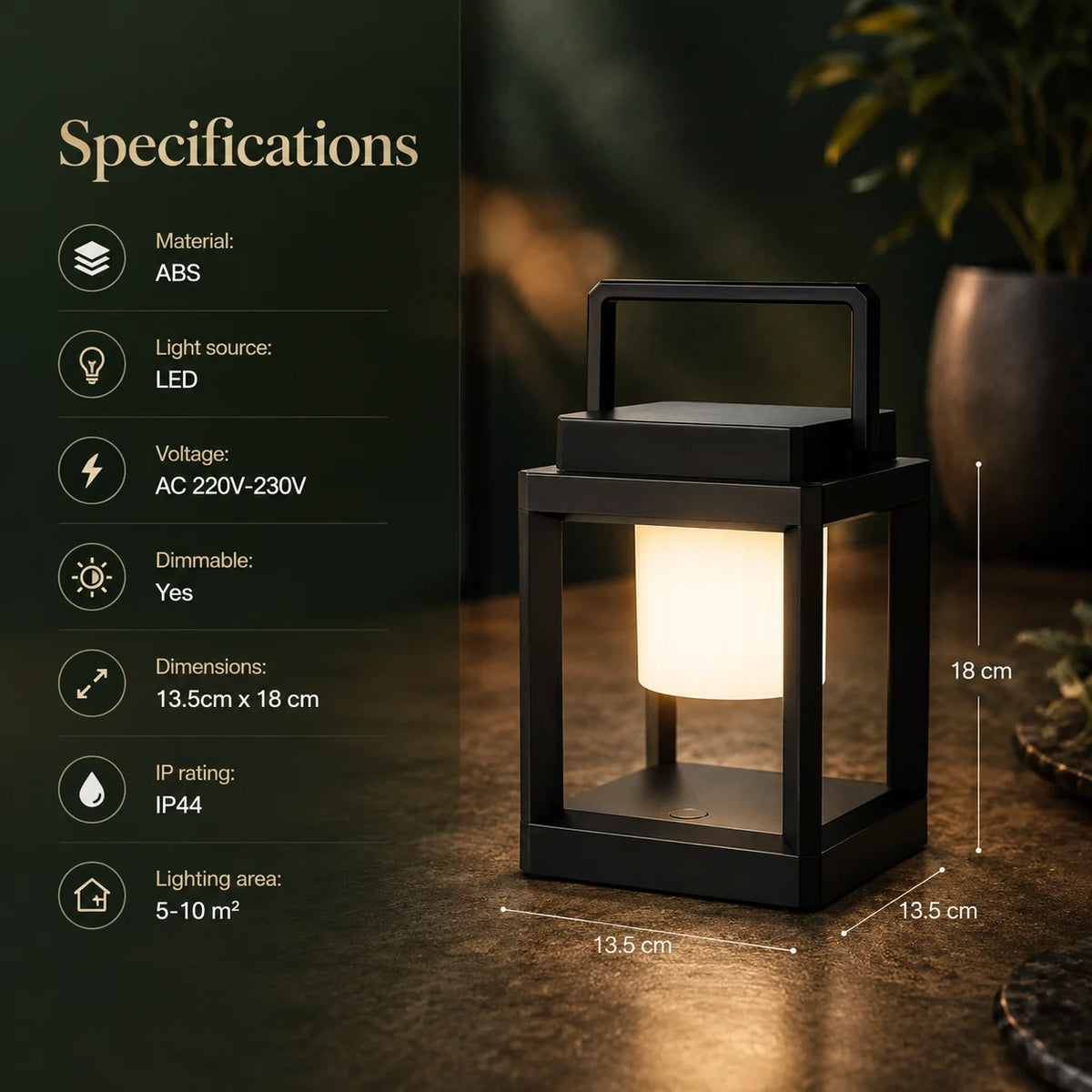 Lantern Solar & USB Rechargeable Dimmable LED