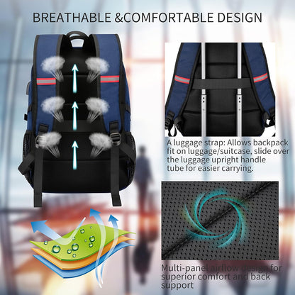 Laptop Backpack 17.3-Inch Waterproof USB Charging RFID Pocket