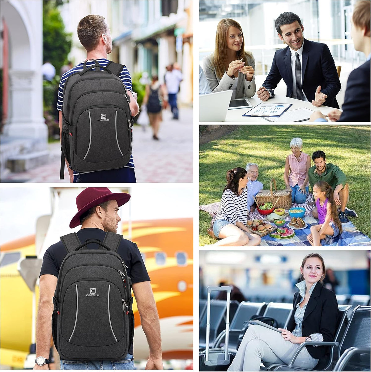 Laptop Backpack 17.3-Inch Waterproof USB Charging RFID Pocket