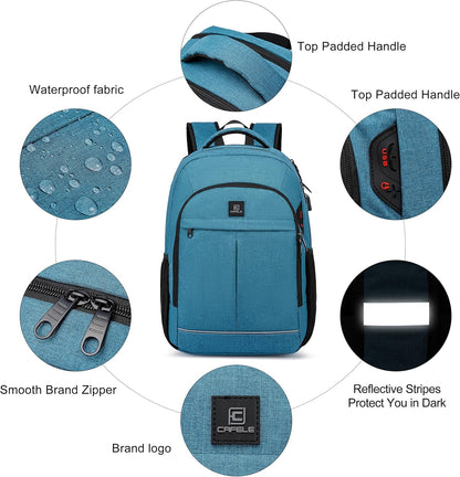 Laptop Backpack 17.3-Inch Waterproof USB Charging RFID Pocket