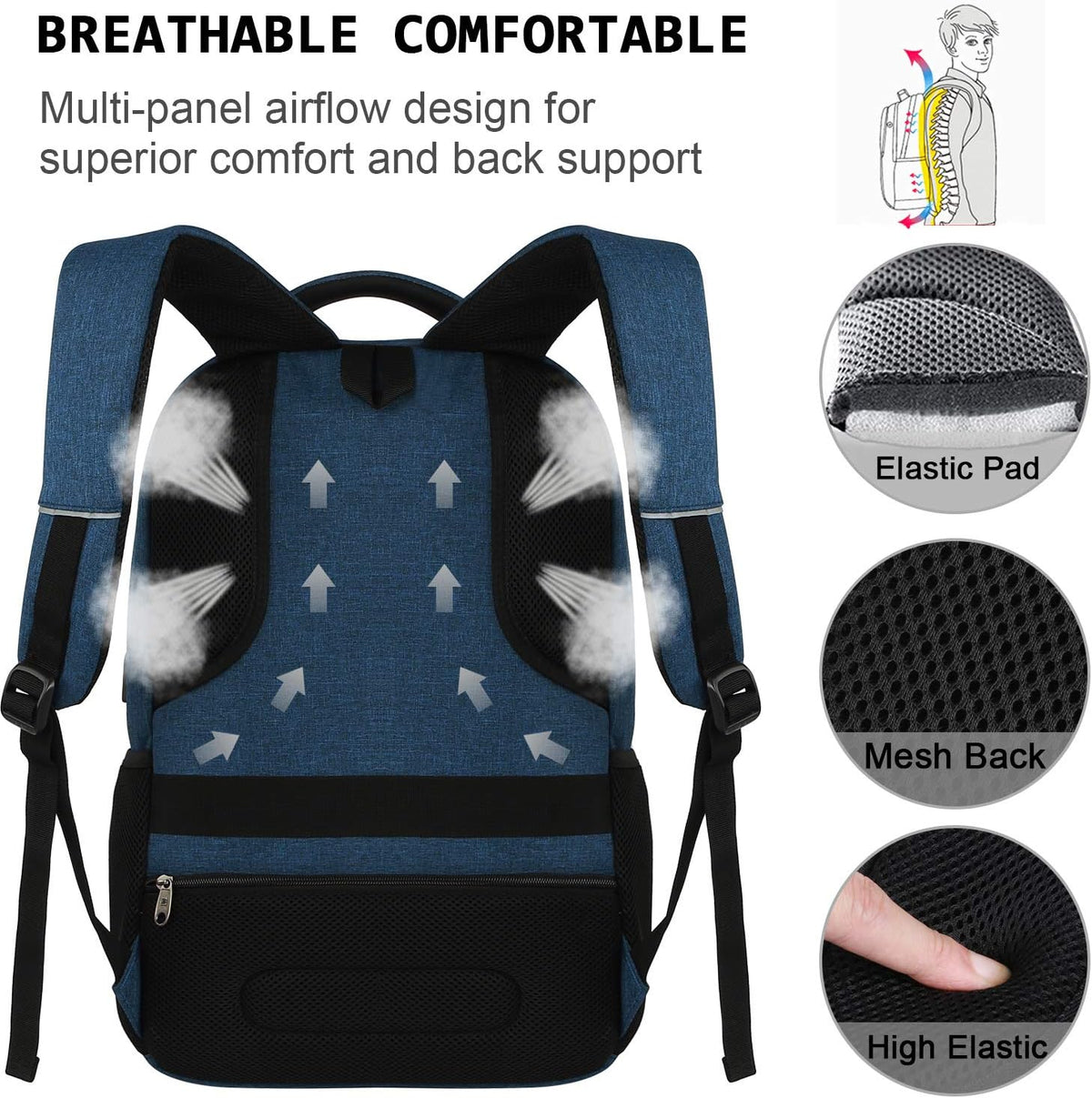 Laptop Backpack Anti-Theft USB Charging Waterproof Fits 15.6-Inch Laptop
