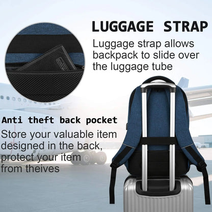 Laptop Backpack Anti-Theft USB Charging Waterproof Fits 15.6-Inch Laptop