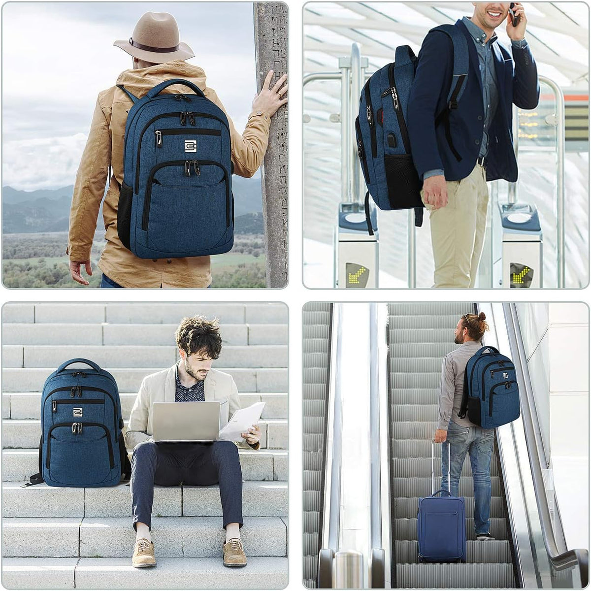 Laptop Backpack Anti-Theft USB Charging Waterproof Fits 15.6-Inch Laptop