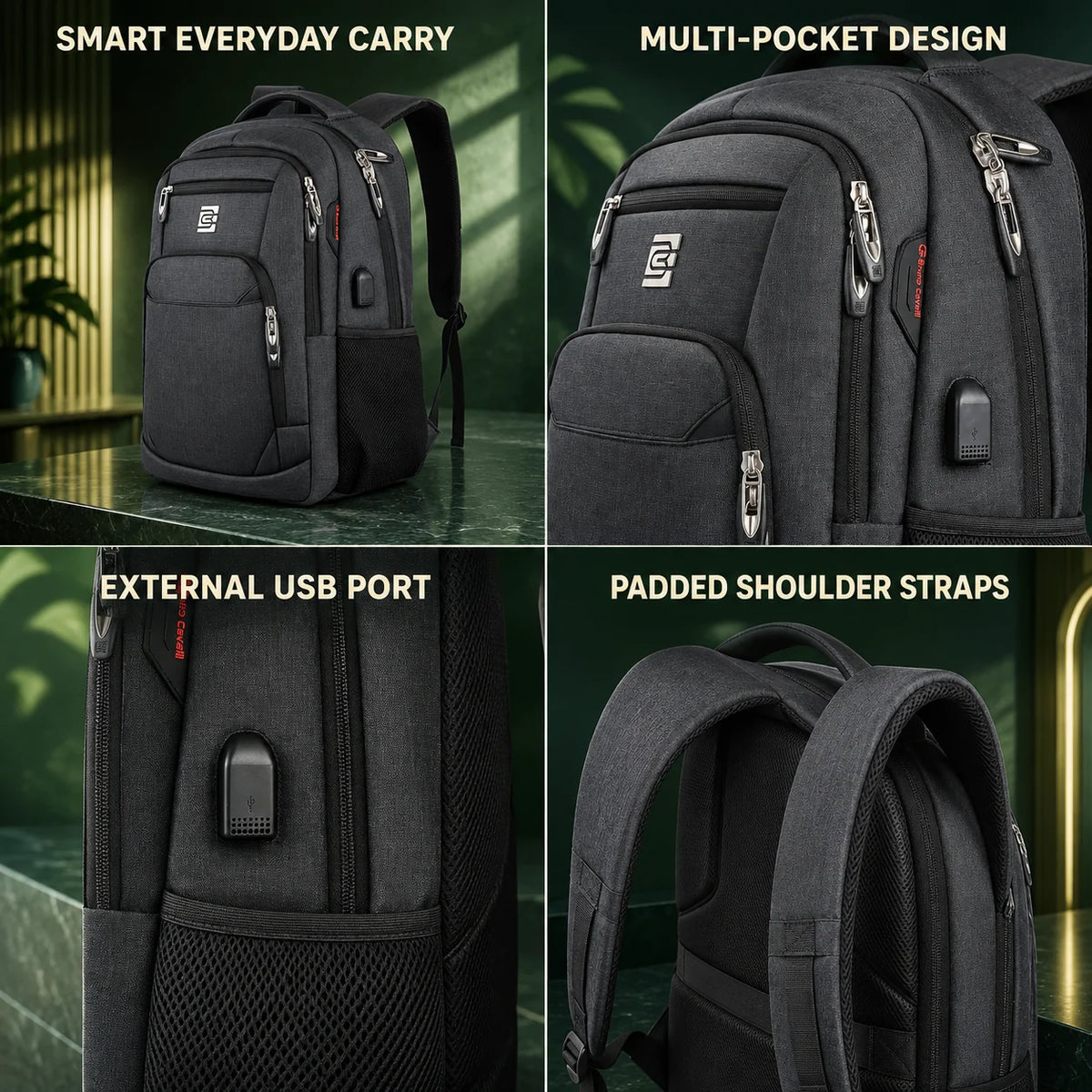 Laptop Backpack Slim Anti-Theft USB Charging Port Fits 15.6 Inch