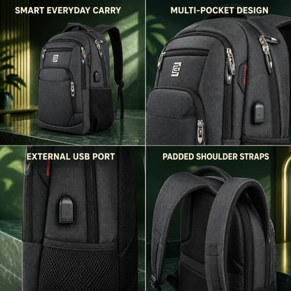 Laptop Backpack Slim Anti-Theft USB Charging Port Fits 15.6 Inch