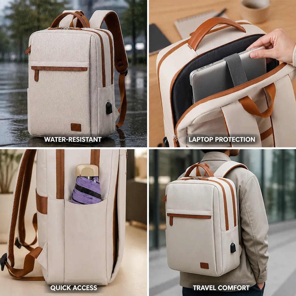 Laptop Backpack Water-Resistant Multi-Compartment Fits 15.6 Inch