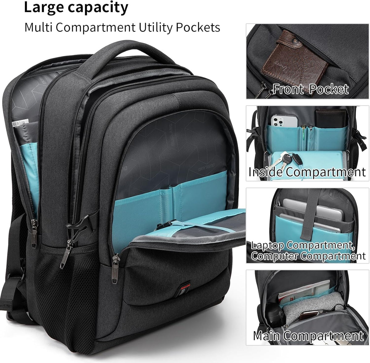 Laptop Backpack Waterproof USB Charging Fits 13–17 Inch