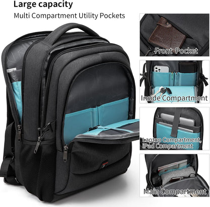 Laptop Backpack Waterproof USB Charging Fits 13–17 Inch