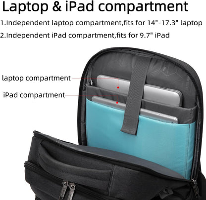 Laptop Backpack Waterproof USB Charging Fits 13–17 Inch