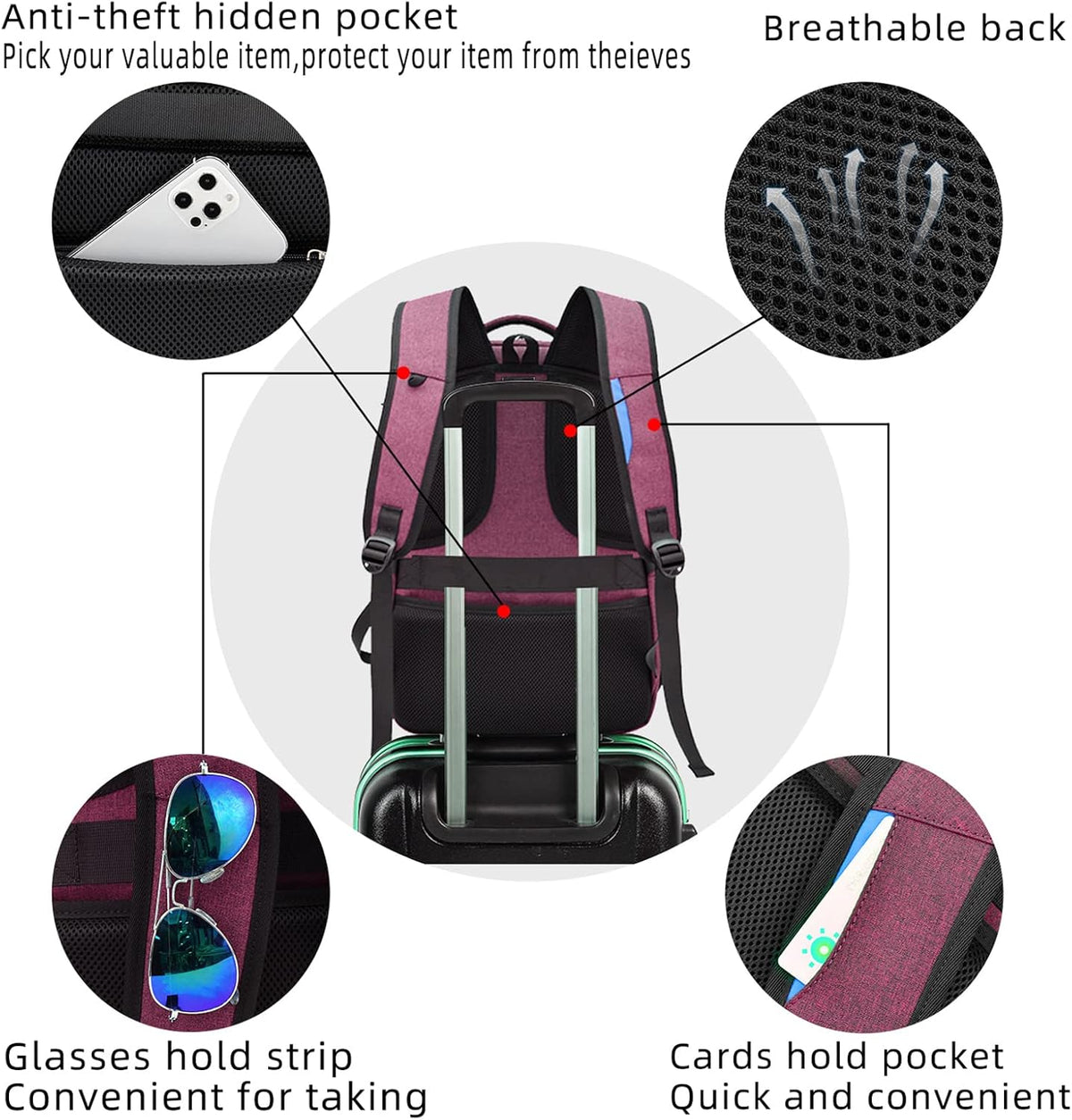 Laptop Backpack Waterproof USB Charging Fits 13–17 Inch
