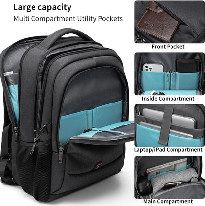 Laptop Backpack Waterproof USB Charging Fits 13–17 Inch