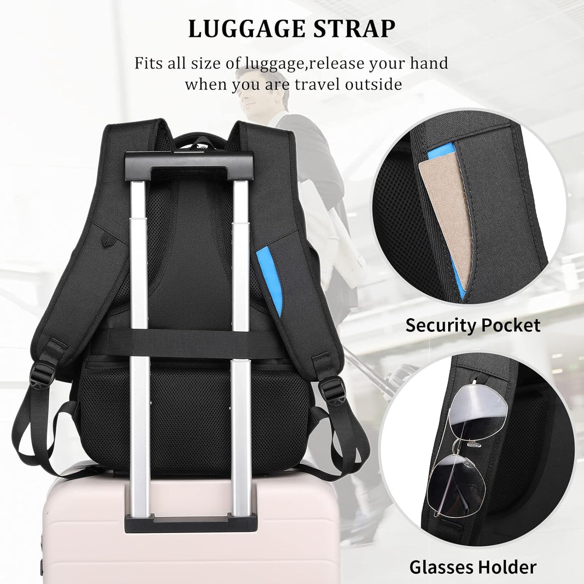 Laptop Backpack Waterproof USB Charging Fits 13–17 Inch