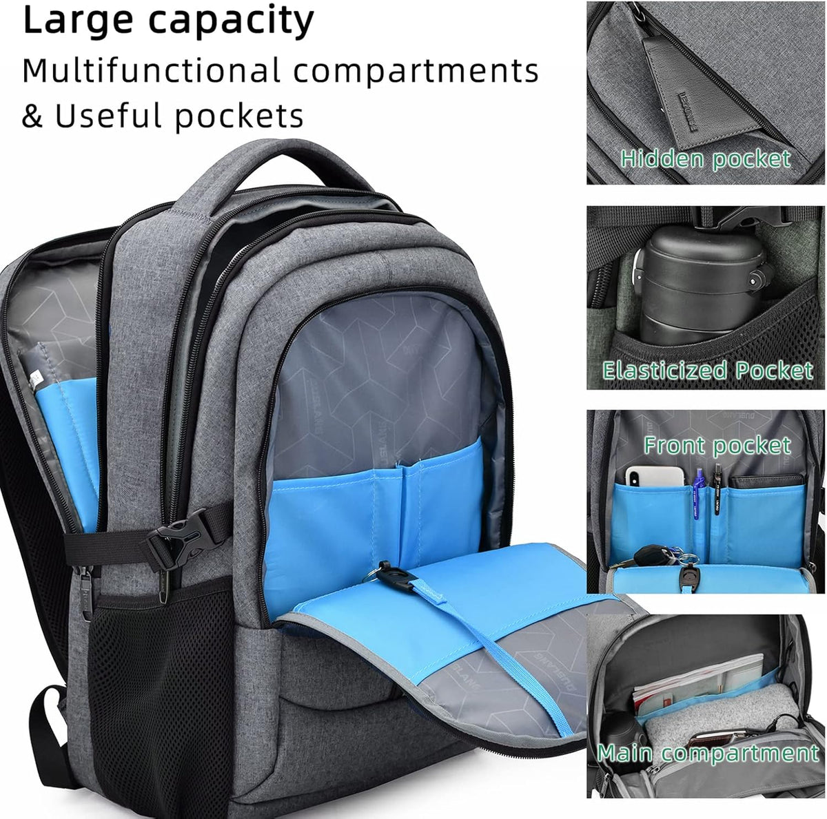 Laptop Backpack Waterproof USB Charging Fits 13–17 Inch