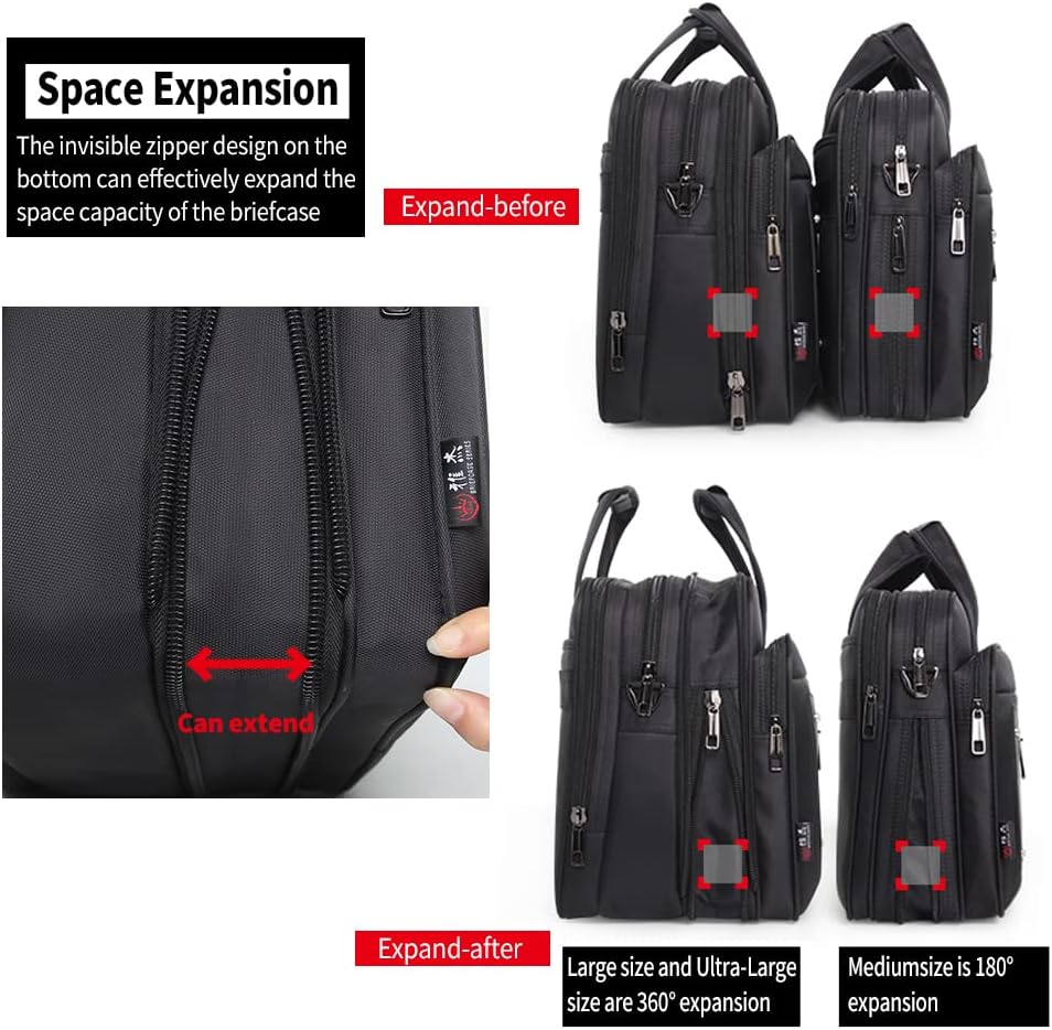 Laptop Briefcase Padded Compartment Fits 19-Inch
