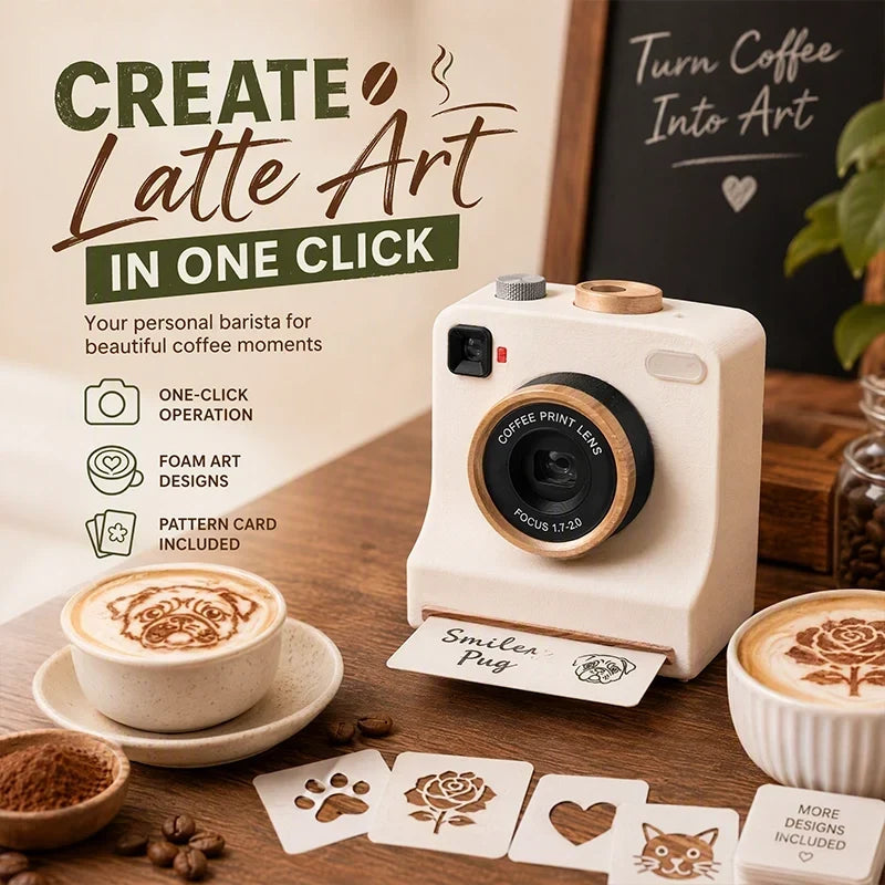 Latte Art Stencil Press Reusable Interchangeable Cards Manual Powder Release