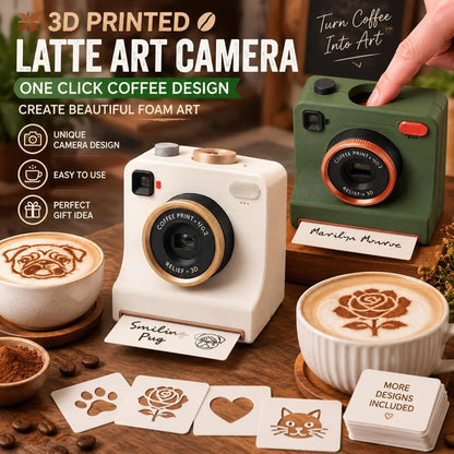 Latte Art Stencil Press Reusable Interchangeable Cards Manual Powder Release
