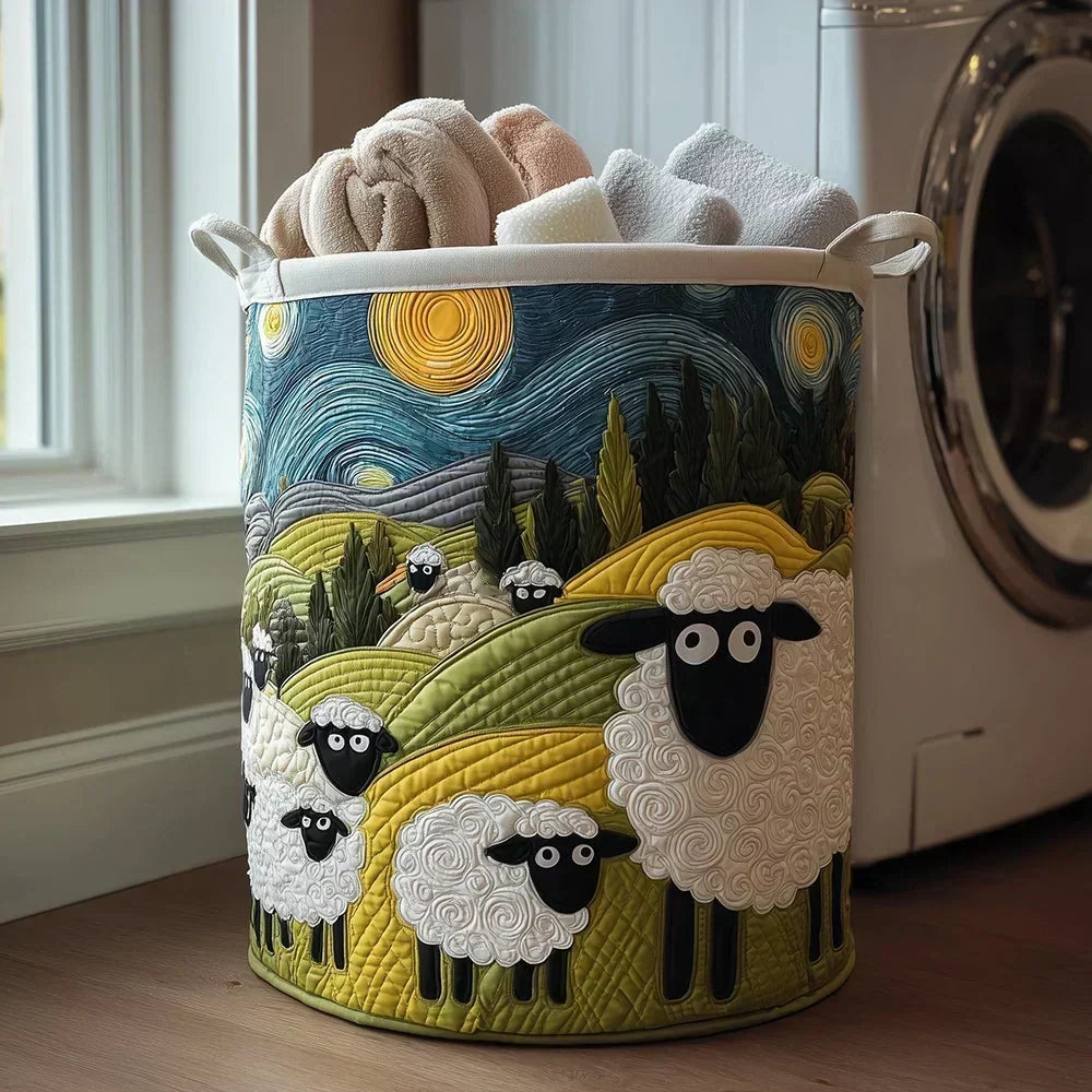 Laundry Basket Hand-Quilted Reinforced Handles 15.9 Gallon Capacity