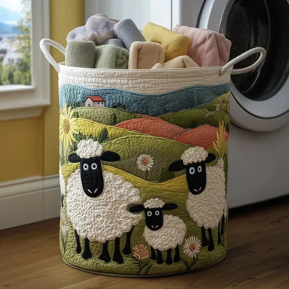 Laundry Basket Hand-Quilted Reinforced Handles 15.9 Gallon Capacity