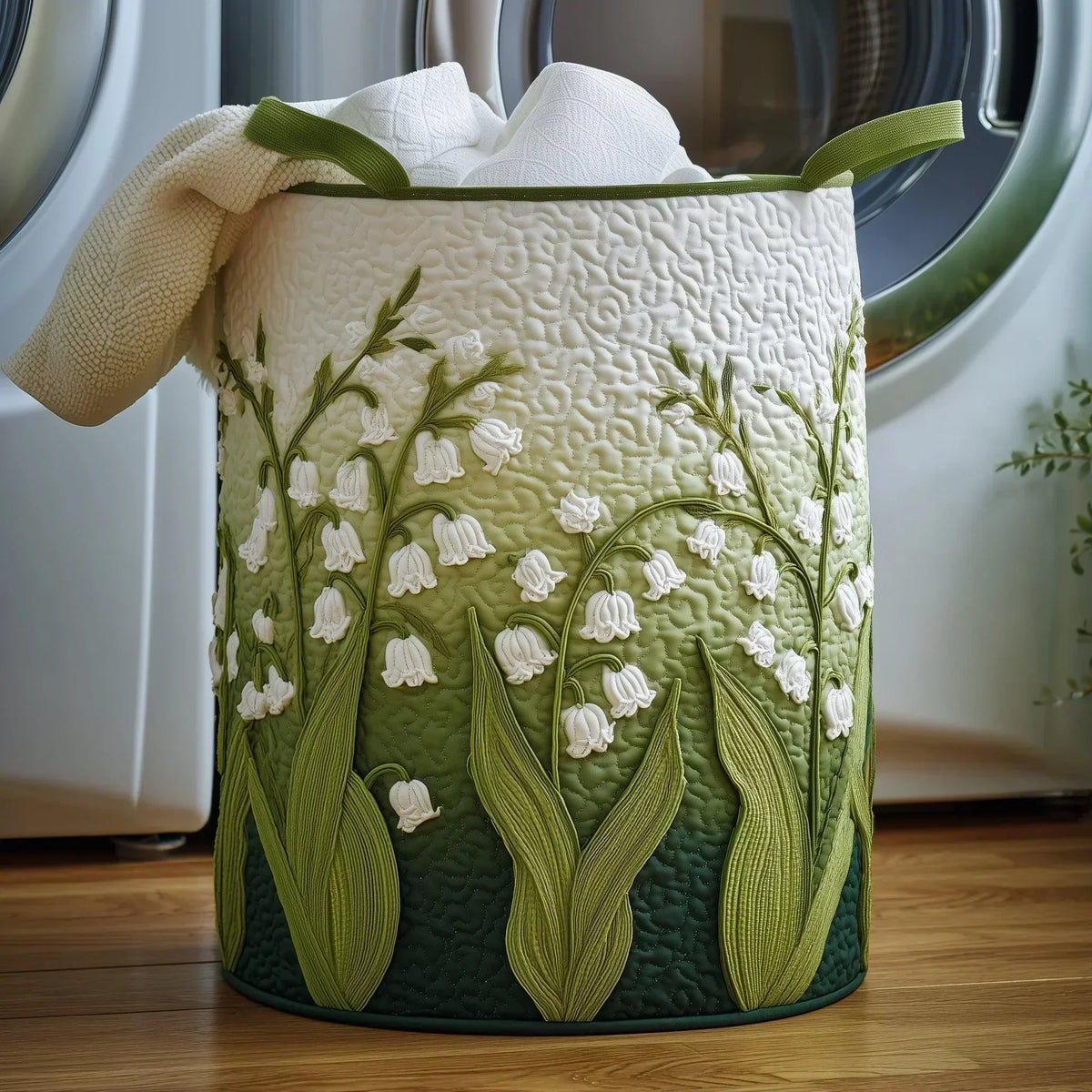 Laundry Basket Hand-Quilted Reinforced Handles 15.9 Gallon Capacity