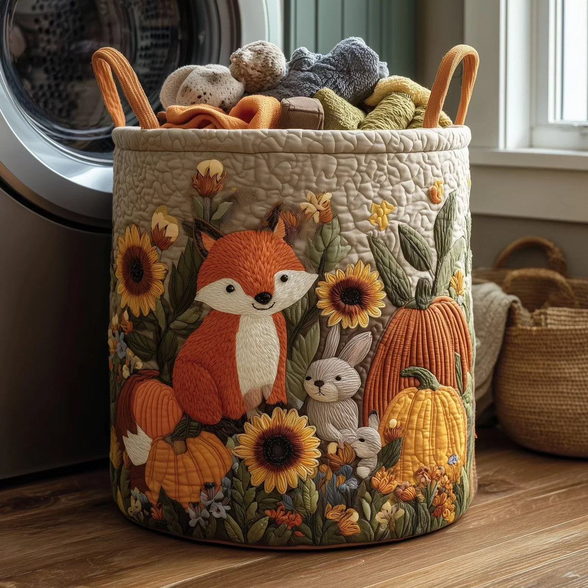 Laundry Basket Hand-Quilted Reinforced Handles 15.9 Gallon Capacity