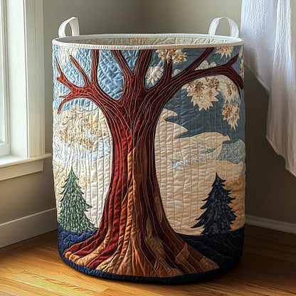 Laundry Basket Quilted Cotton-Polyester Self-Standing Foldable