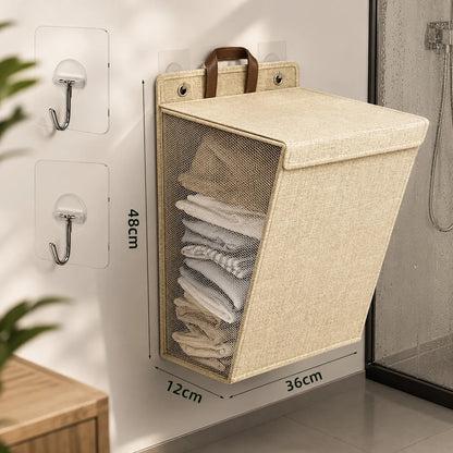 Laundry Basket Wall-Mounted Foldable Linen Fabric