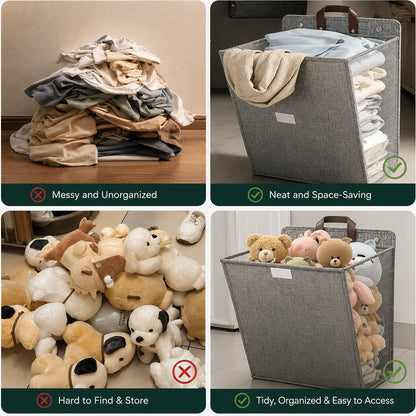 Laundry Basket Wall-Mounted Foldable Linen Fabric