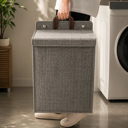 Laundry Basket Wall-Mounted Foldable Linen Fabric