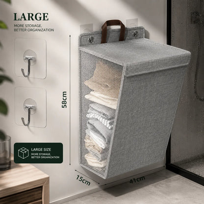 Laundry Basket Wall-Mounted Foldable Linen Fabric